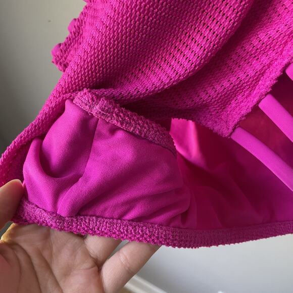 Xhilaration Mesh One Piece Swimsuit Swimwear Bathing Strappy Ladder Sides Pink S - Picture 9 of 16